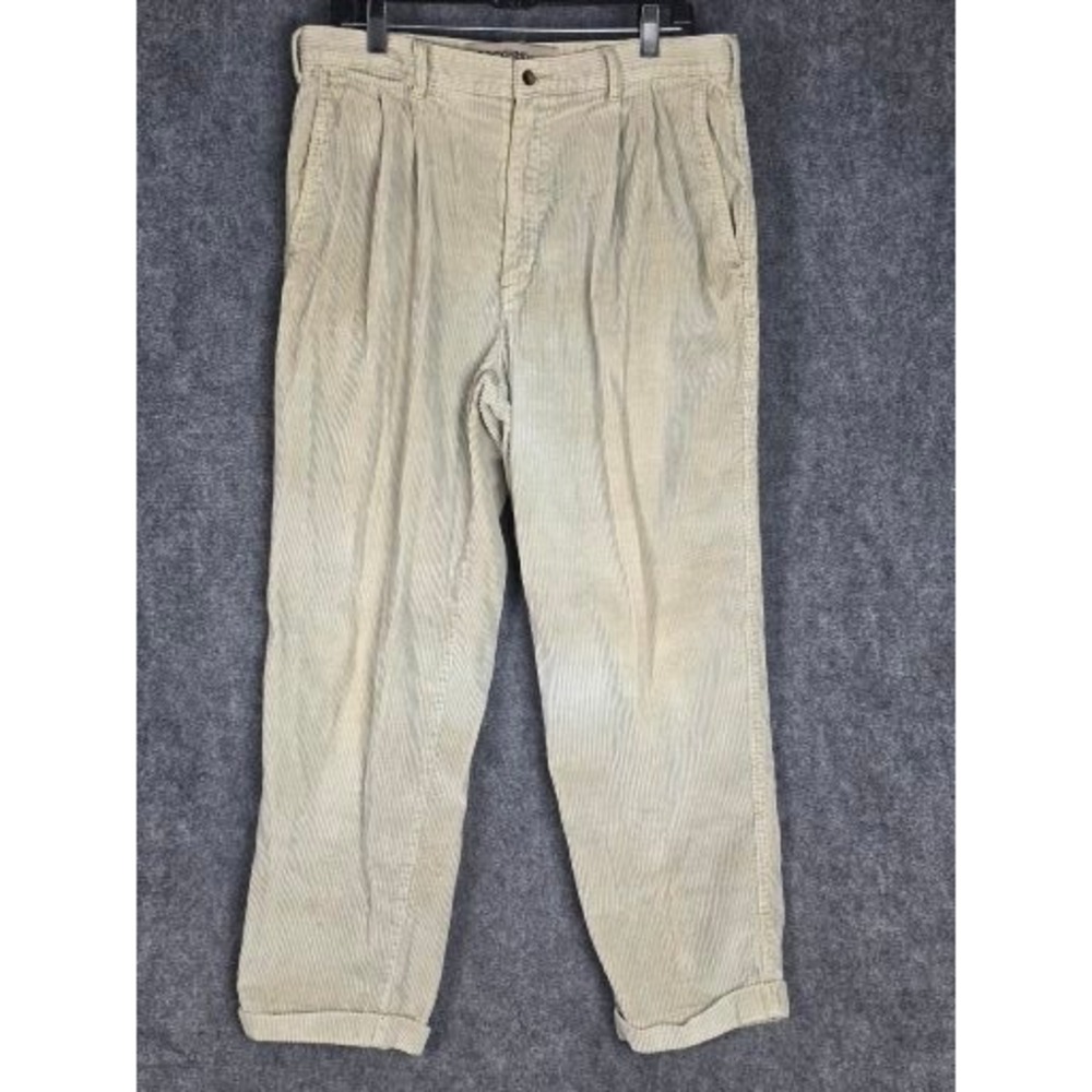 Dockers Mens Tan Corduroy Pleated Relaxed Fit‎ Pants Size 36x30 Classic Workwear